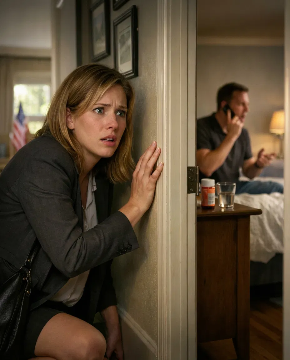 Jeg listede hjem i min frokostpause for at se til min syge mand. Jeg prøvede at lade være med at sige en lyd, men hans stemme bar gennem gangen – lav, indtrængende, slet ikke som den svage tone, han havde brugt til mig. Så hørte jeg ordene, der ikke hørte hjemme i vores liv, og min mave sank sammen. Mine knæ gav faktisk efter, da sandheden faldt på plads, skarp og brutal, lige der i mit eget hus.