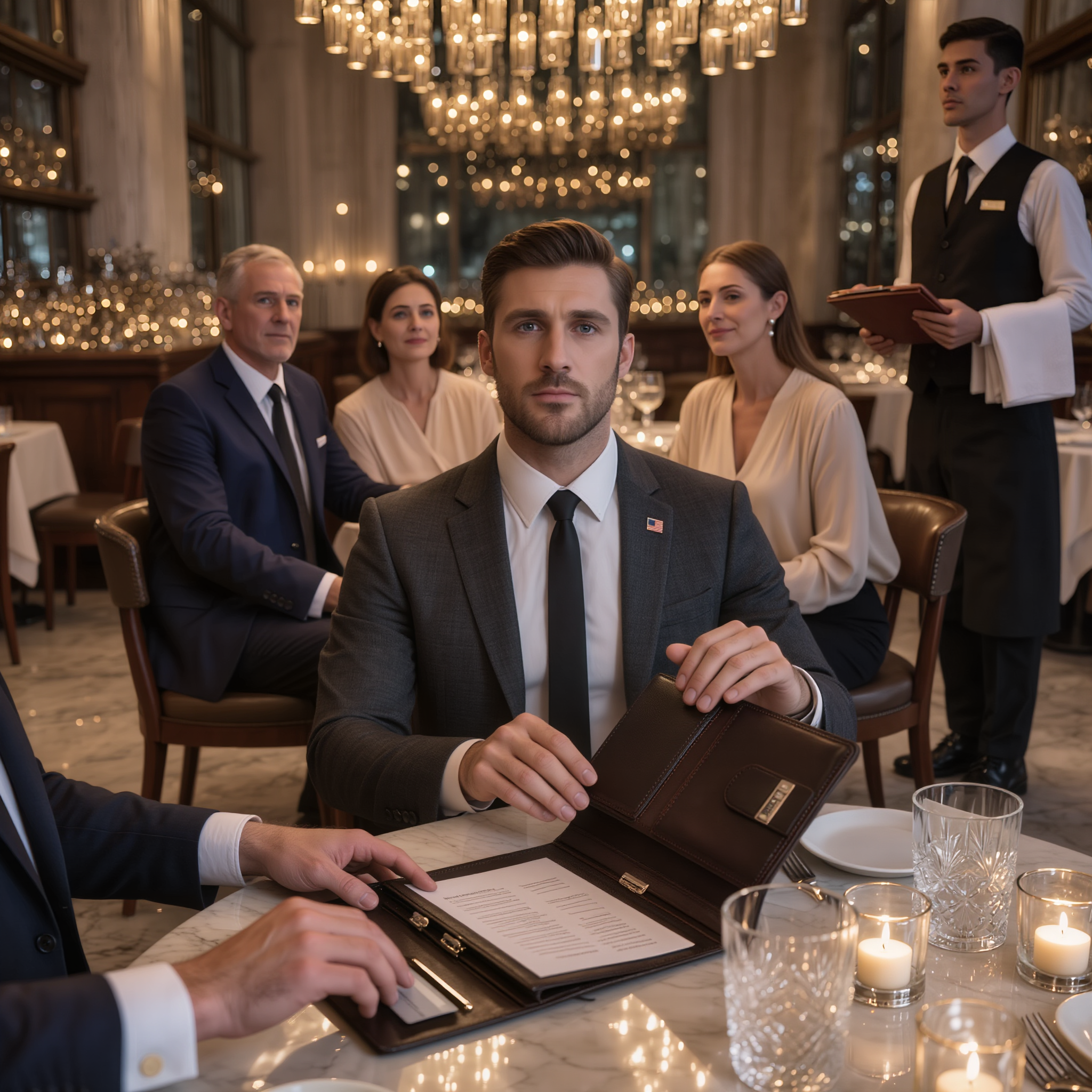 På restauranten klinkede min bror med sit glas og sagde: “Til alle i familien undtagen Liam. Han er adopteret.” Alle grinede. Så lagde tjeneren den sorte mappe foran mig: 3.270 dollars for hele bordet. Jeg skubbede den tilbage og sagde: “Læg ​​den i min brors navn, det er ham, der har lavet reservationen.” Hans smil forsvandt … og så kom lederen hen.