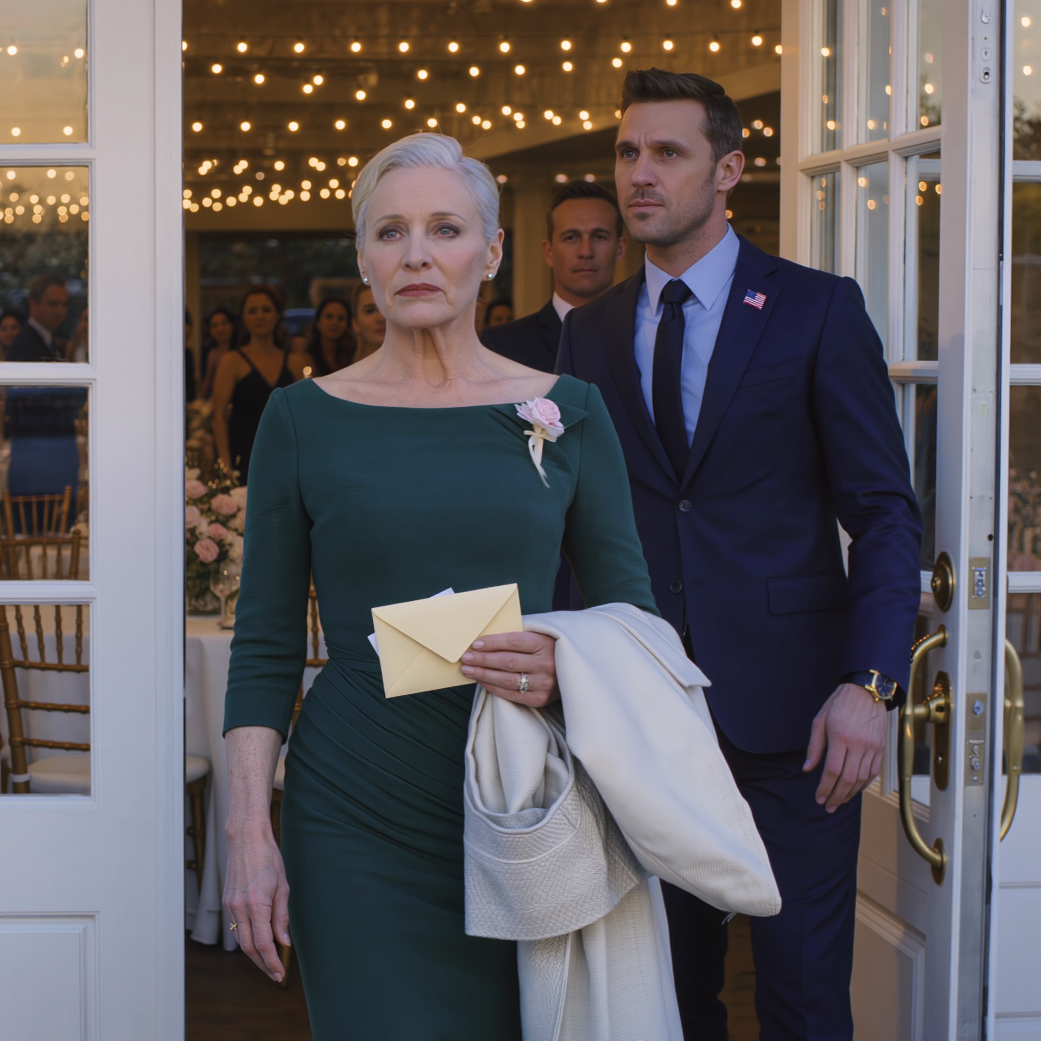 Ved min søns bryllup sagde han skarpt: “Gå nu, mor. Min kone vil ikke have dig her.” Jeg gik ud uden et ord. Næste morgen ringede han igen: “Mor … jeg har brug for husmappen.” Jeg holdt en pause og svarede så med fire ord, han aldrig vil glemme …